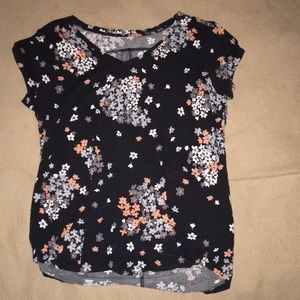 Soft, dark blue blouse with flowers